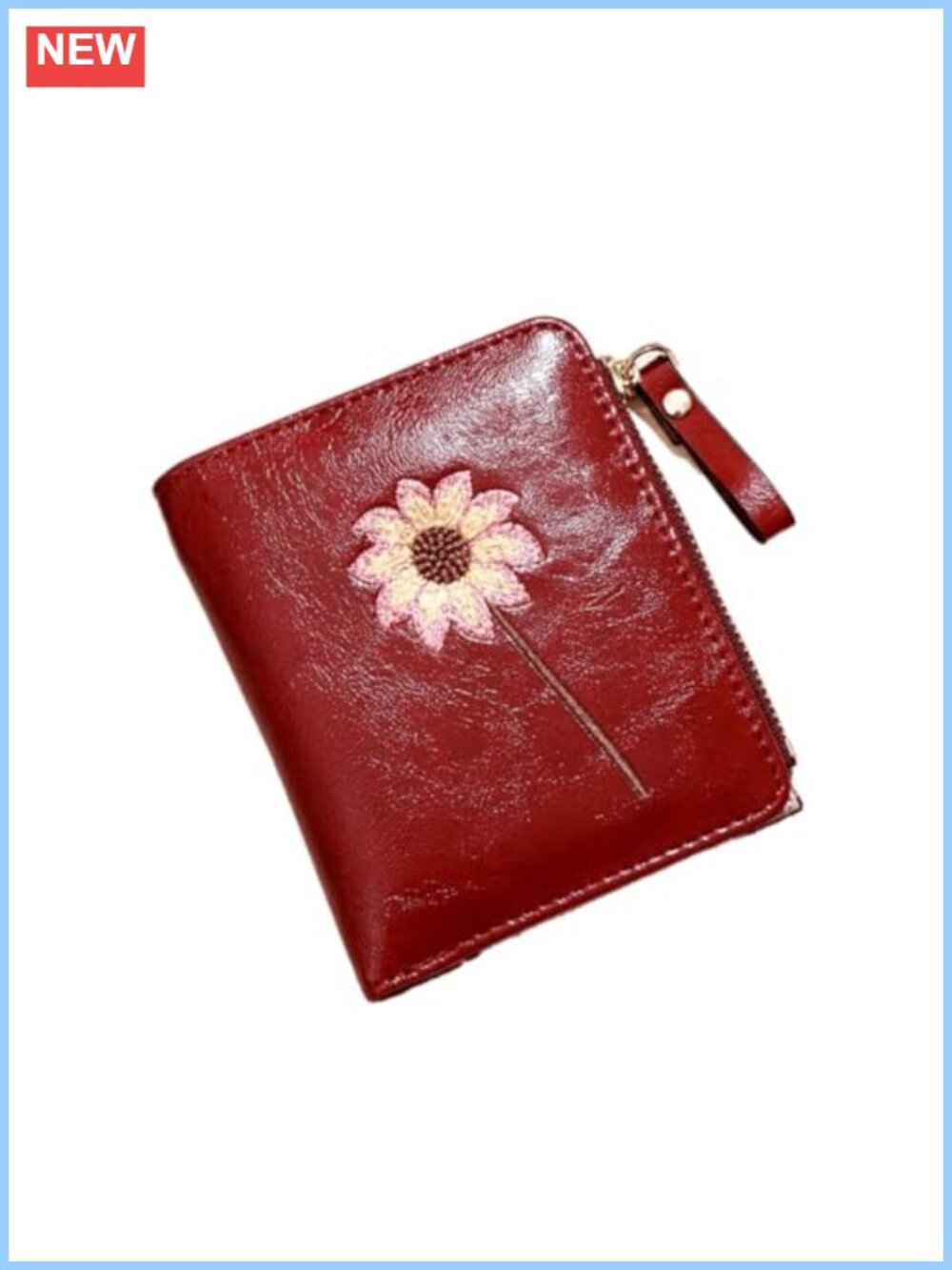 Mini Leather Wallet with Zipper & Coin Pocket Cute Vintage Small Purse